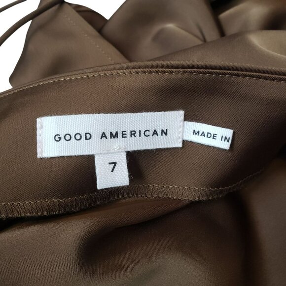 NEW Good American Satin Cowl Neck Cami Tank Top Light Mocha Brown 7 US 4XL - Picture 5 of 11